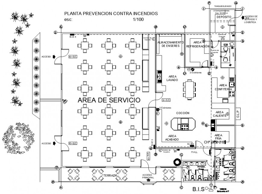 2d plan detail of dining area in restaurant building layout plan in autocad format