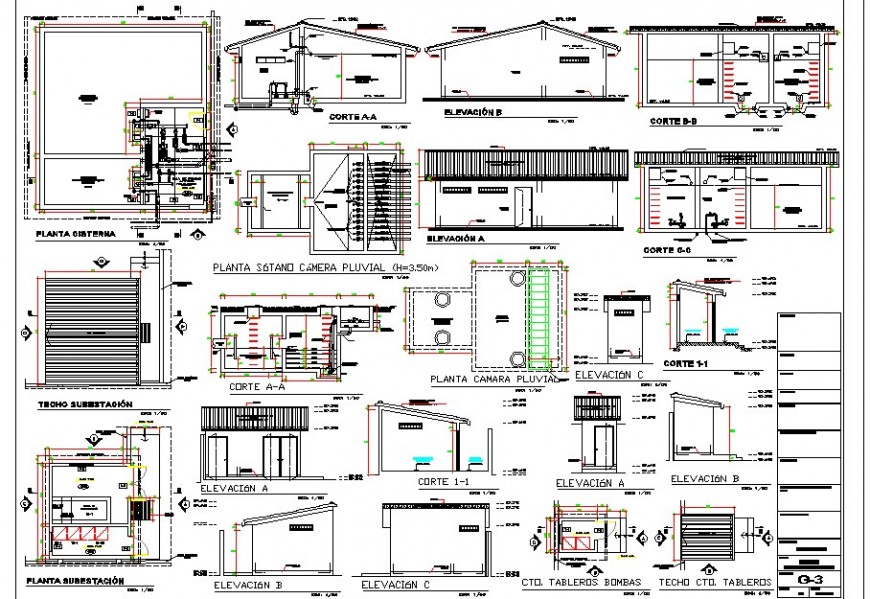 2d view of Building detail plan, elevation and section CAD block layout autocad file