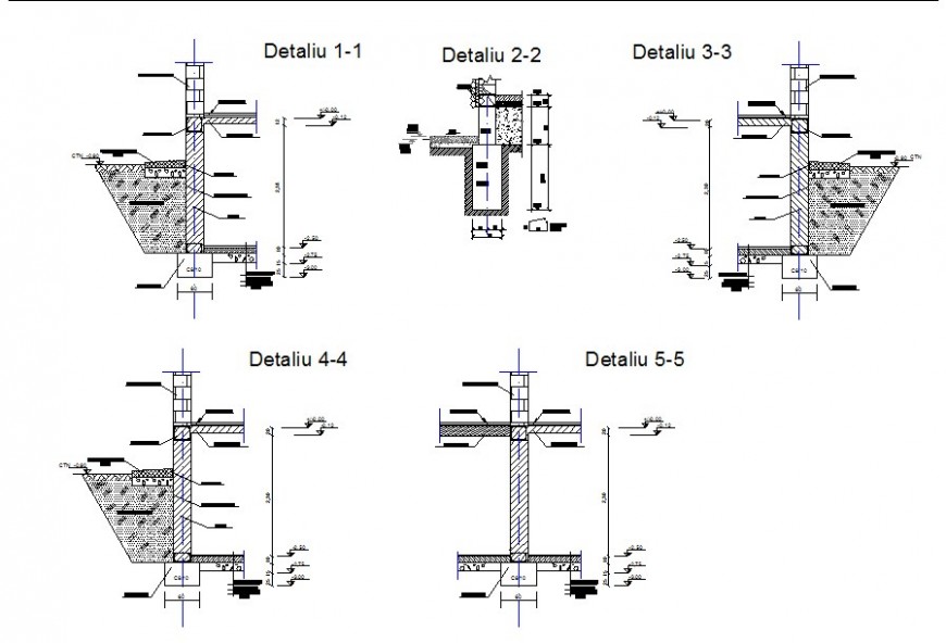 2d view of Wall section CAD structural block layout autocad file