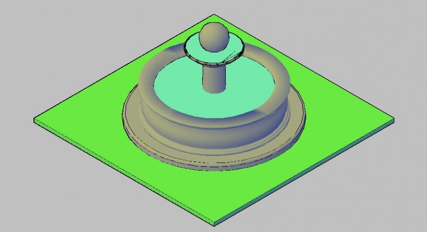 3d design of fountain detail CAD block layout file in autocad format