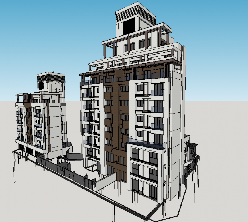 3d drawing of apartment with details in skp file.