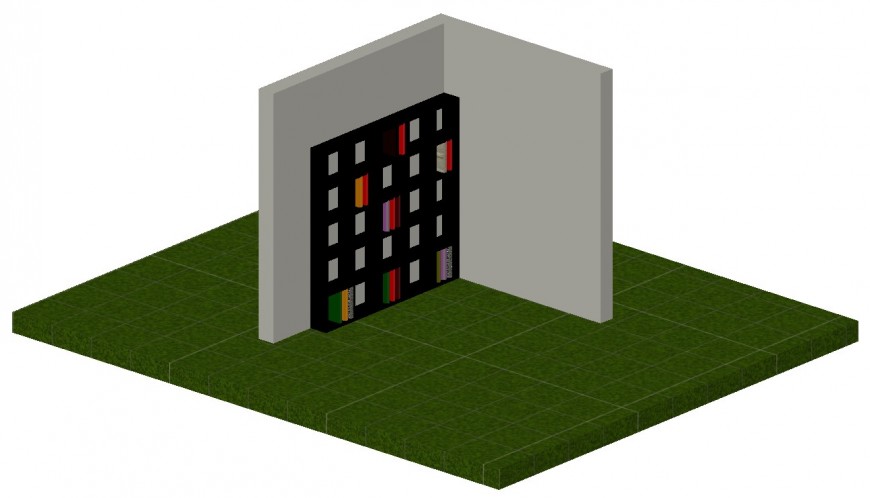 3d drawing of book shelf in dwg file