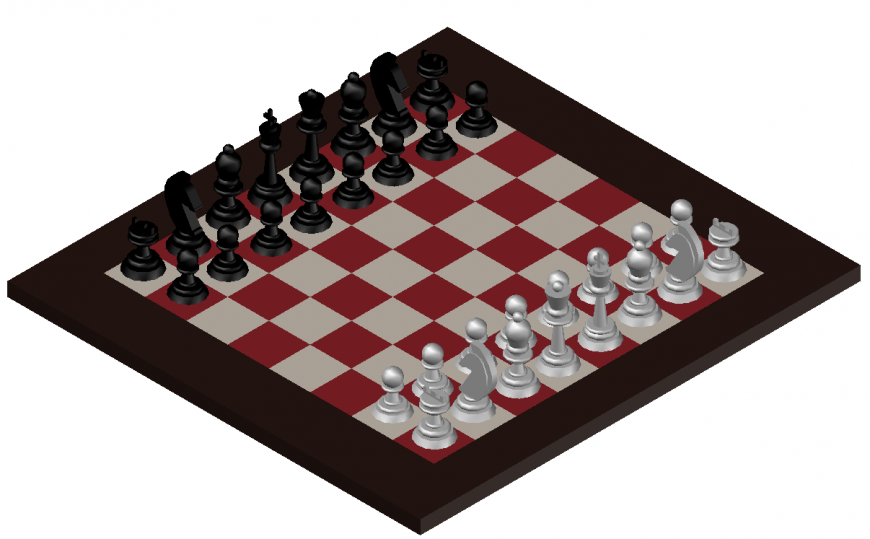 3d drawing of chess in dwg file.