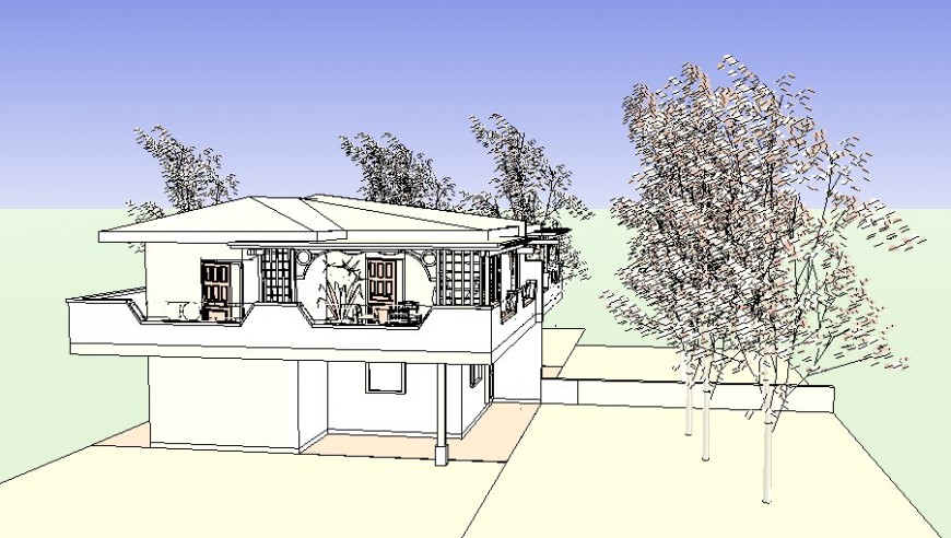 3d drawing of house in skp file.