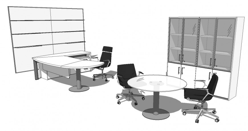 3d drawing of office in skp file.