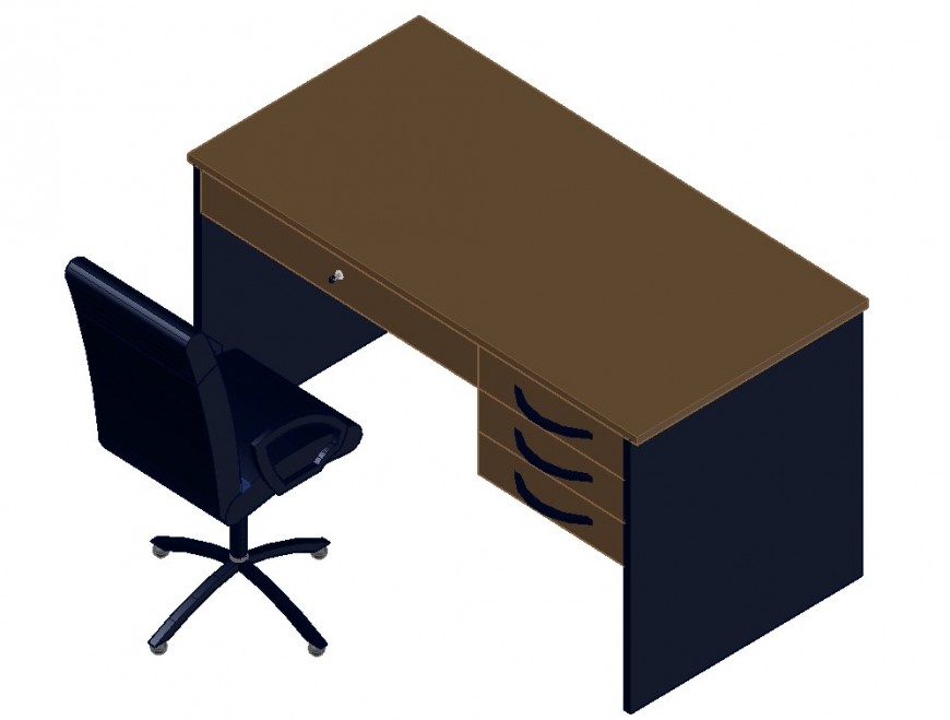 3d drawing of office table in dwg file.