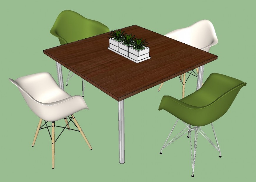 3d furniture block of dining table and chair layout sketch-up file