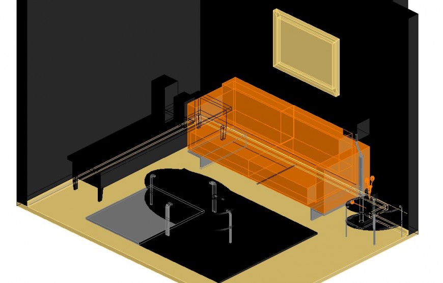 3d interior model of drawing room CAD block autocad file