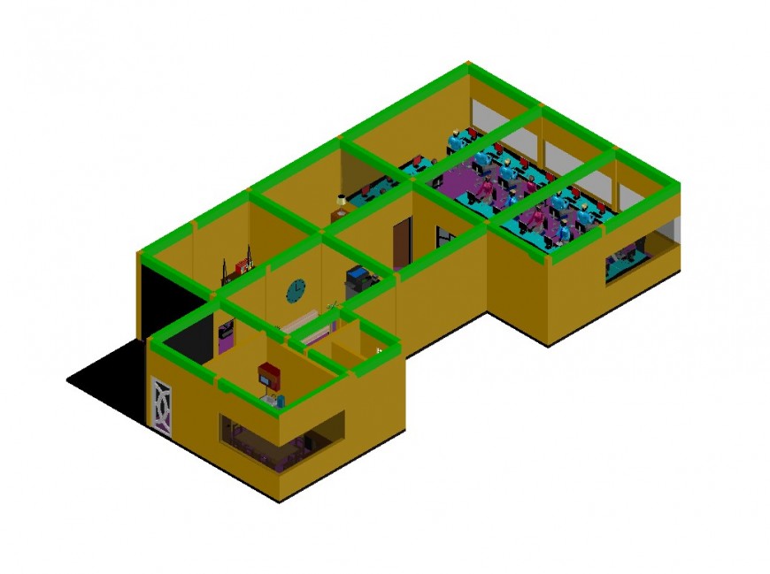 3d interior model of office layout file in autocad format
