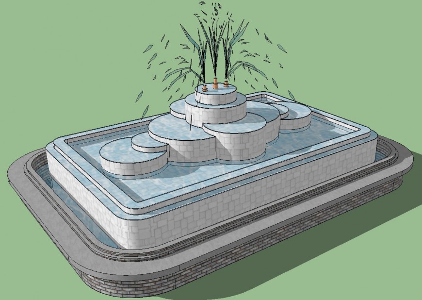 3d model fountain design block layout sketch-up file