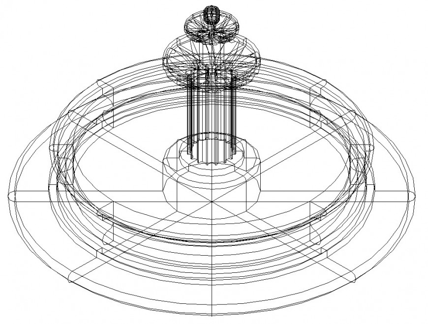 3d model fountain in dwg AutoCAD file .