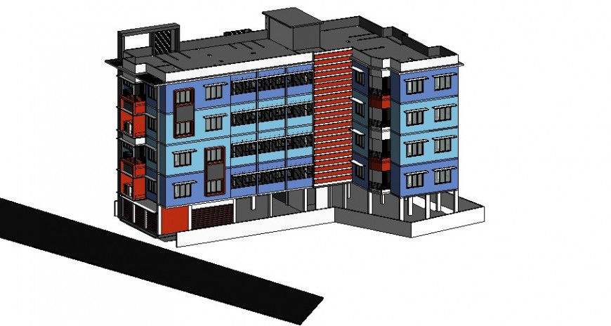 3d model of Apartment flat detail layout Revit file
