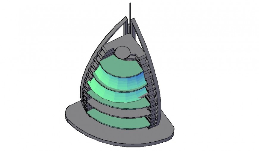 3d model of architectural building drawing in autocad