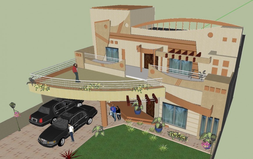 3d model of architectural house detail sketch-up file
