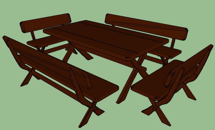 3d model of benches and table detail furniture block sketch-up file