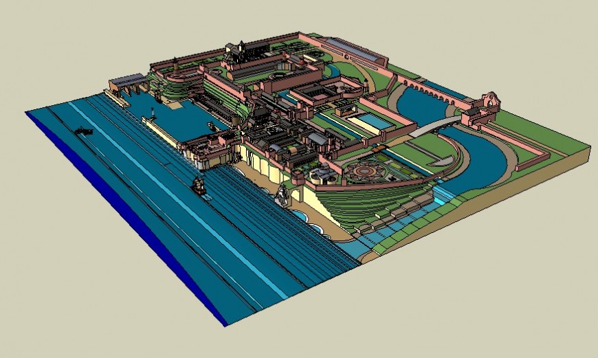 3d model of building area details drawing in sketch-up