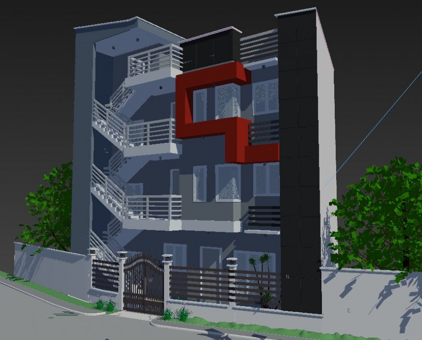 3d model of bungalow building structural CAD blocks layout sketch-up file