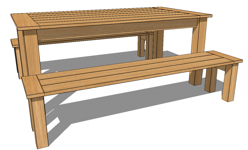 3d model of café table and bench in skp Sketch up file.