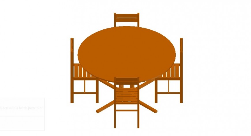 3d model of circular shape dining table and chair layout furniture block autocad file