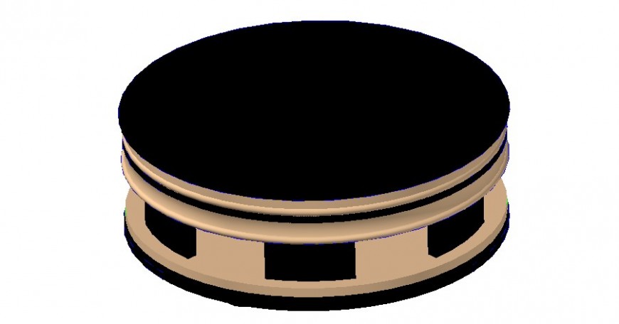 3d model of circular shape table block detail furniture unit autocad file