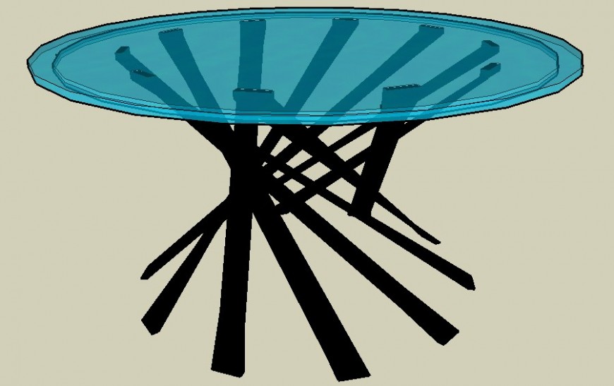 3d model of circular table detail drawing in sketch-up