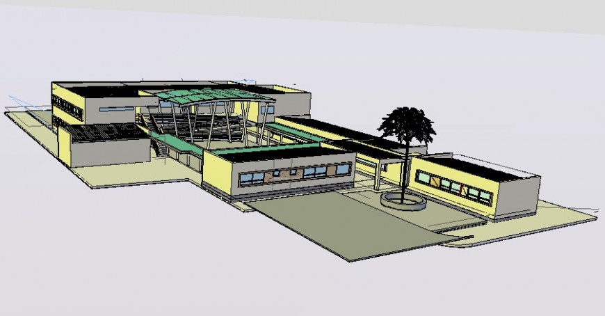 3d model of co-operative building area drawing in autocad software
