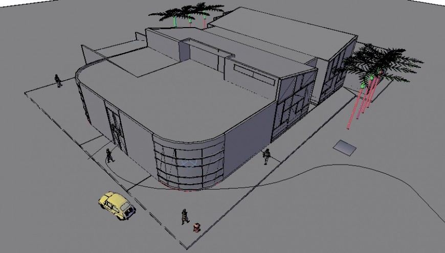 3d model of co-operative building units details drawing in autocad