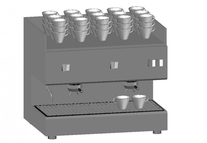 3d model of coffee maker machine CAD block layout file in dwg format
