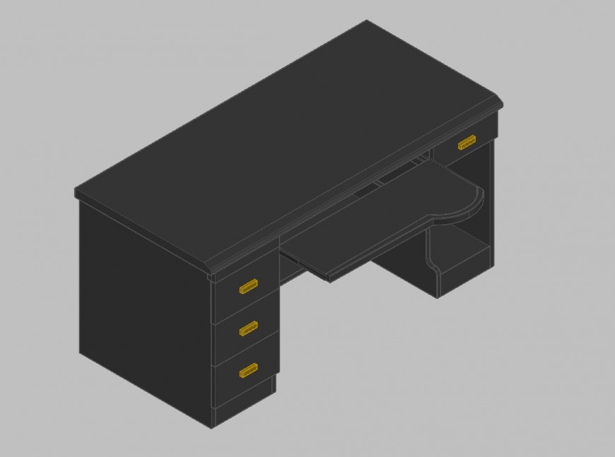 3d model of computer table detail CAD furniture blocks autocad file