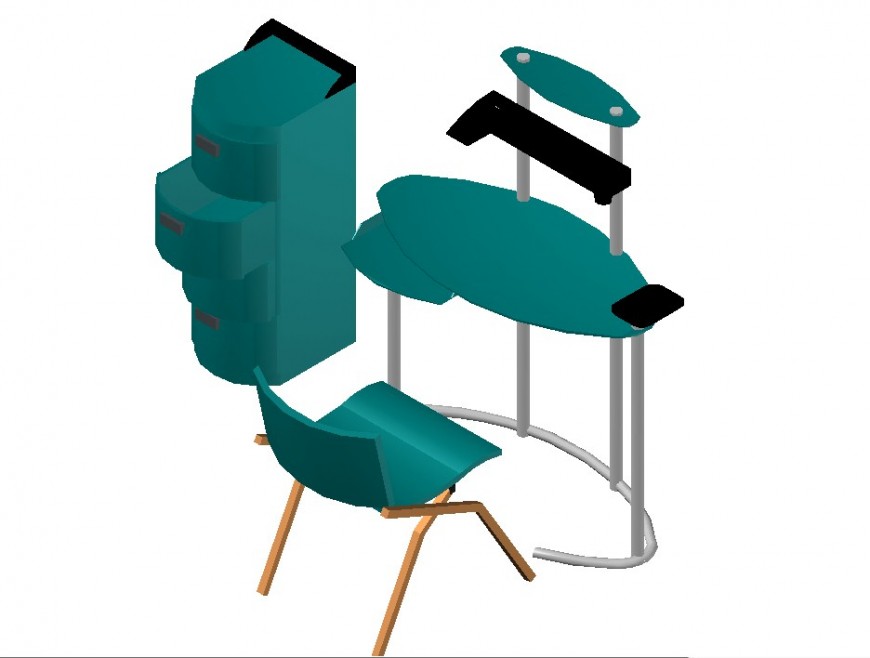 3d model of desk and chair CAD furniture block layout file in autocad format