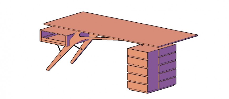 3d model of desk table detail CAD furniture block layout file in dwg format