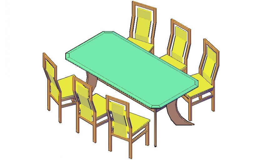 3d model of dining table and chair drawing in autocad