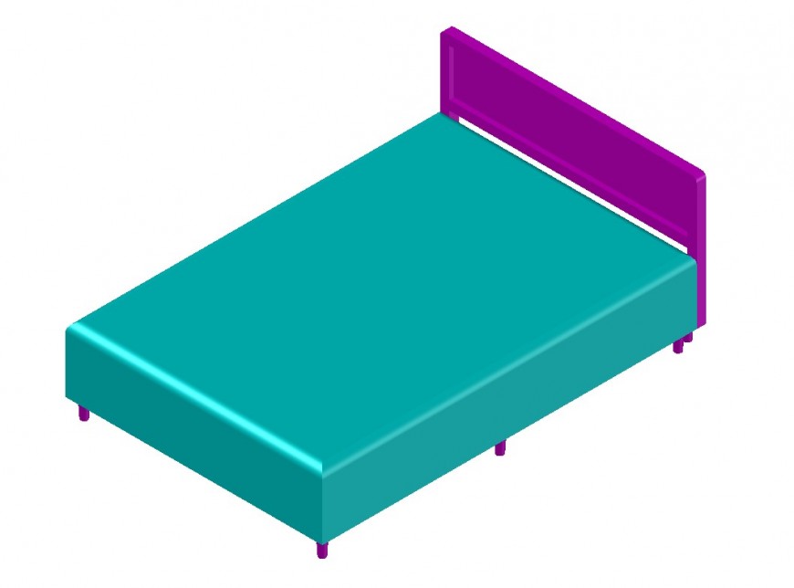 3d model of double bed detail CAD furniture block layout autocad file
