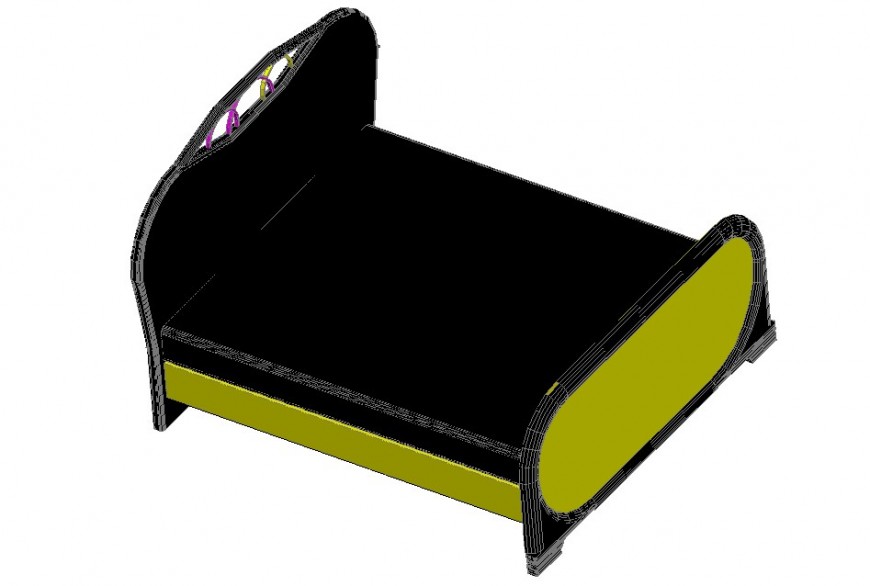 3d model of double bed detail CAD furniture block layout file in autocad format