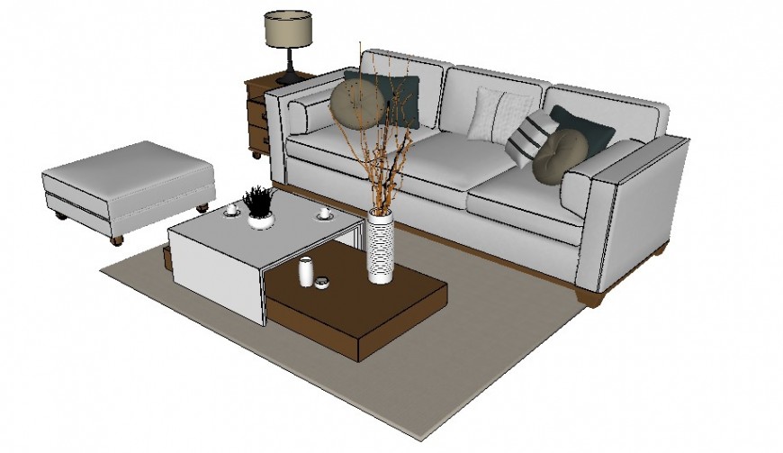 3d model of drawing room furniture units detail sketch-up file