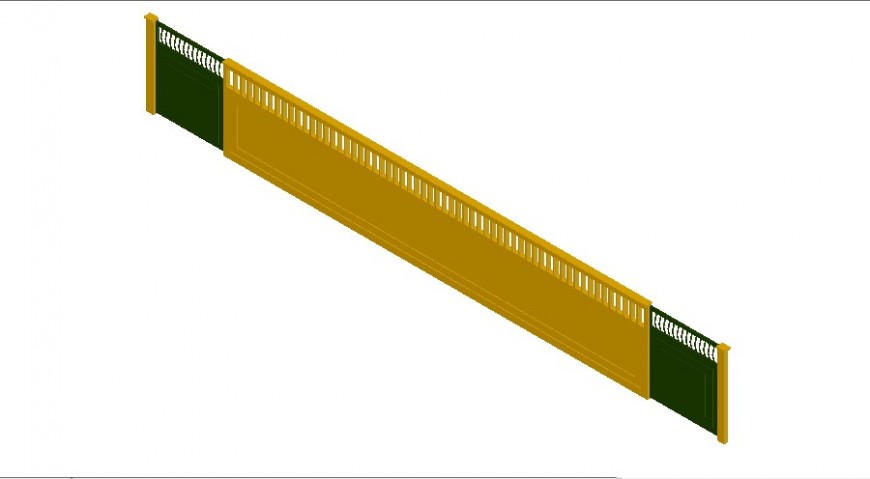 3d model of entry gate and compound wall autocad drawing