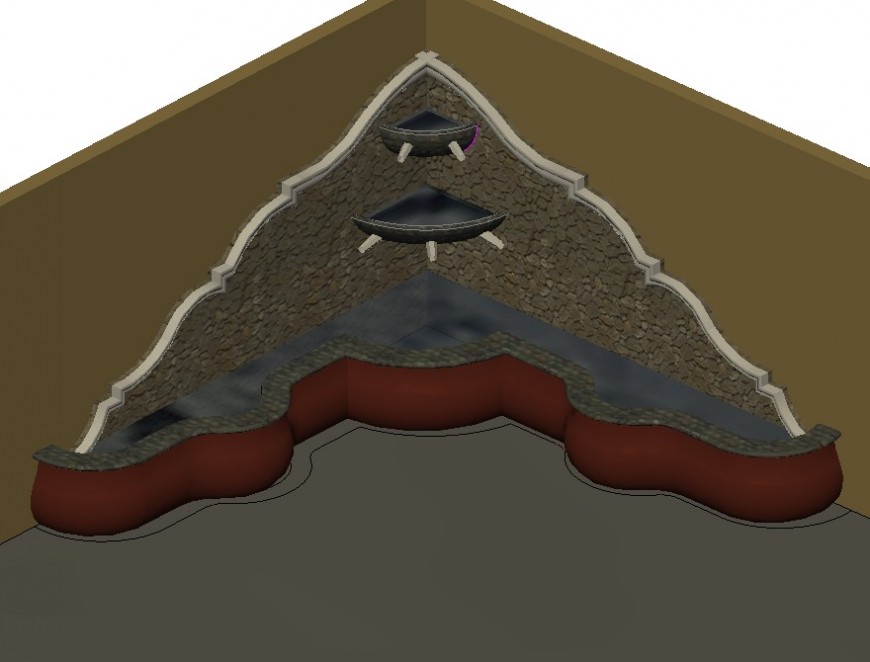 3d model of fountain CAD structural block layout file in autocad format