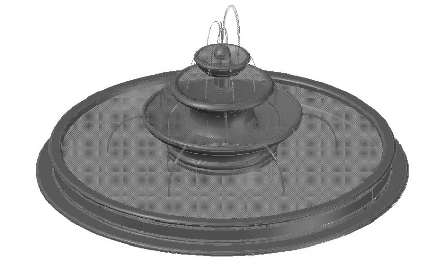 3d model of fountain design detail CAD block layout file in dwg format