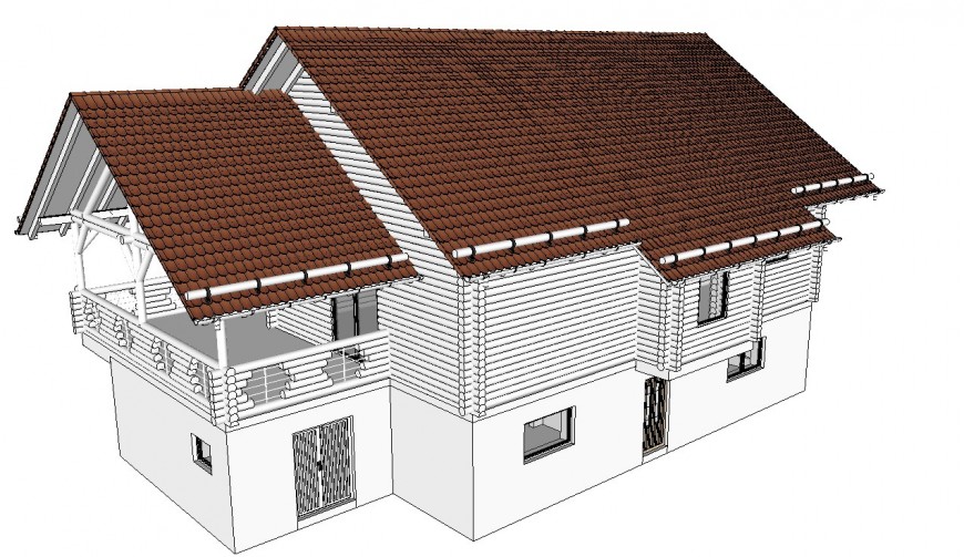 3d model of house elevation layout sketch-up file