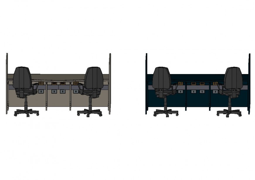 3d model of office furniture table and chair detail autocad file