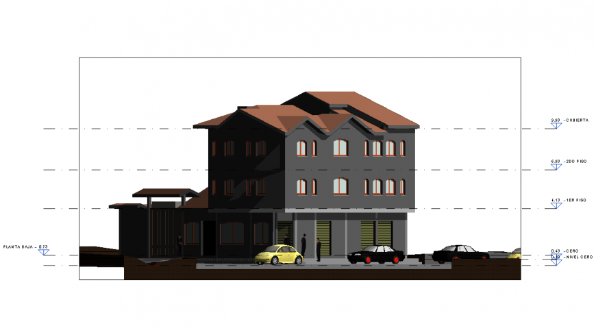 3d model of residential house block layout file in autocad format