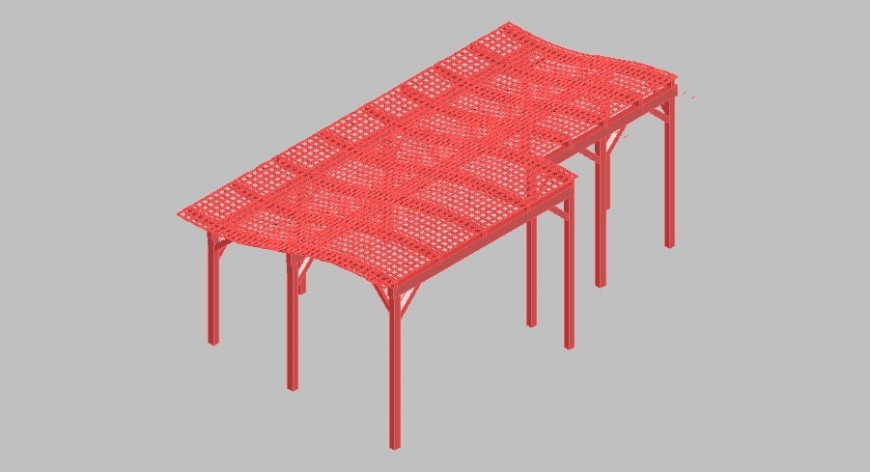 3d model of roof shade block CAD unit layout file in autocad format