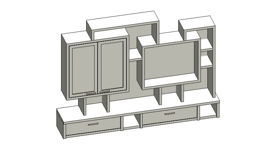 3d model of showcase furniture block revit file