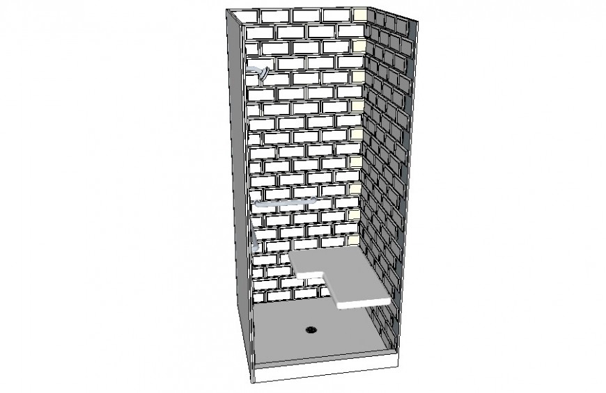 3d model of shower unit layout sanitary bathroom block sketch-up file