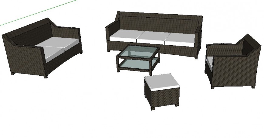 3d model of sofa sets detail furniture units block layout file in dwg format