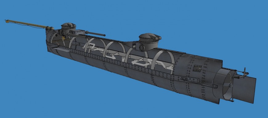 3d model of submarine vehicle block layout sketch-up file