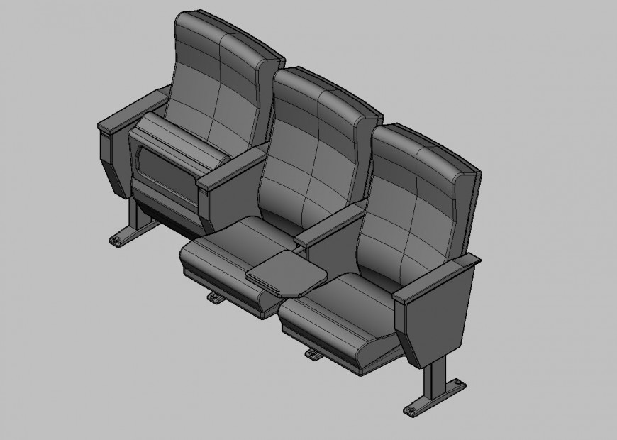 3d model of theater seating chair detail CAD furniture units autocad file