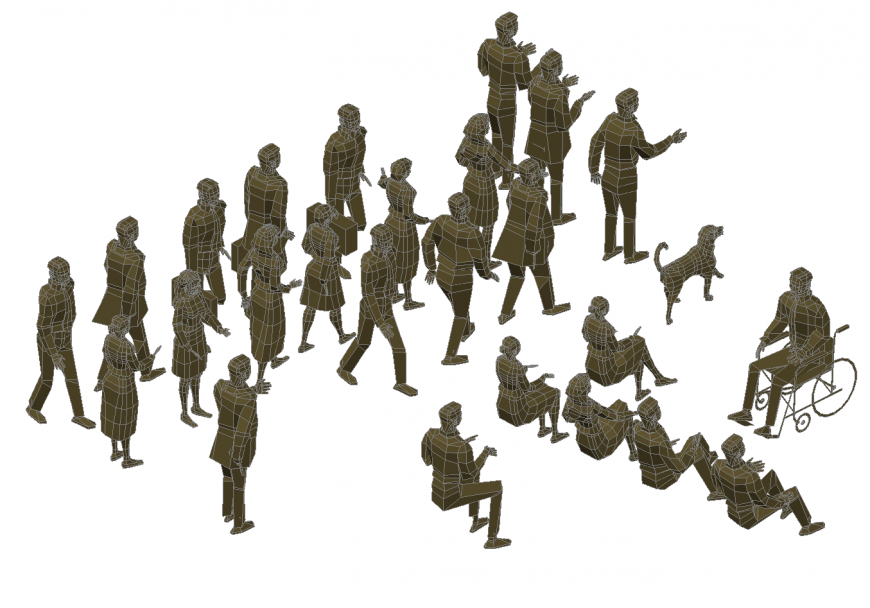 3d people blocks layout file in Autocad format