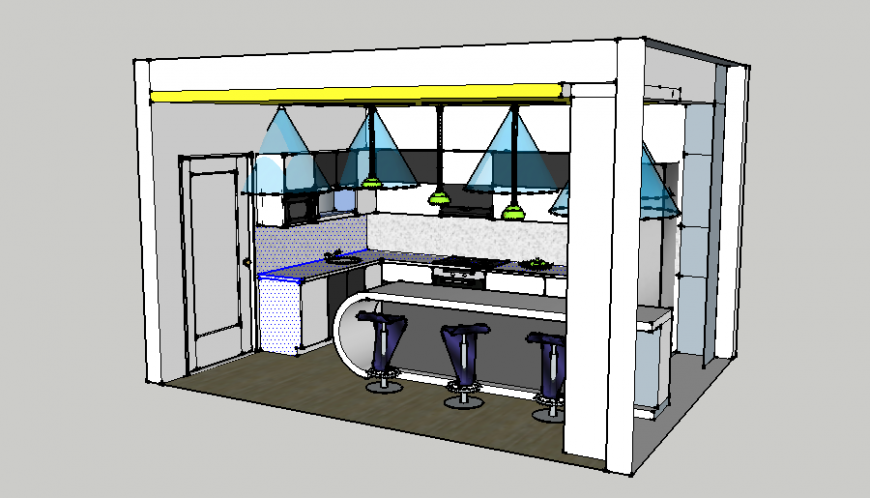 A Kitchen 3 d modal detail dwg file