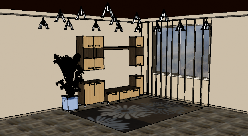 A Living room 3 d modal detail dwg file
